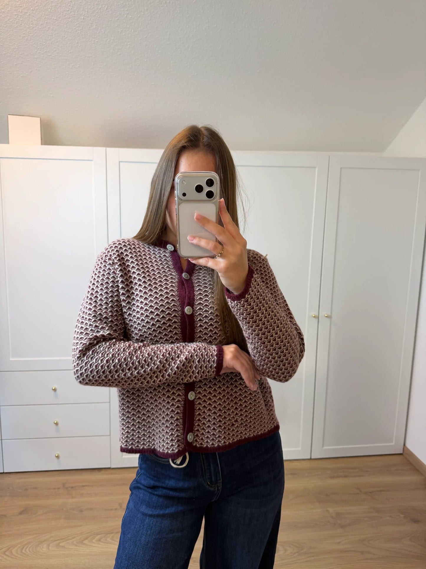 Strickweste "Grafical" Weinrot