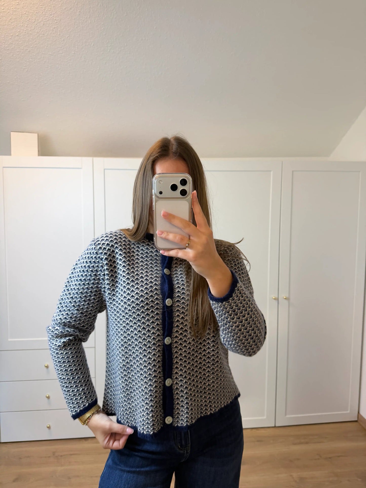 Strickweste "Grafical" Dunkelblau