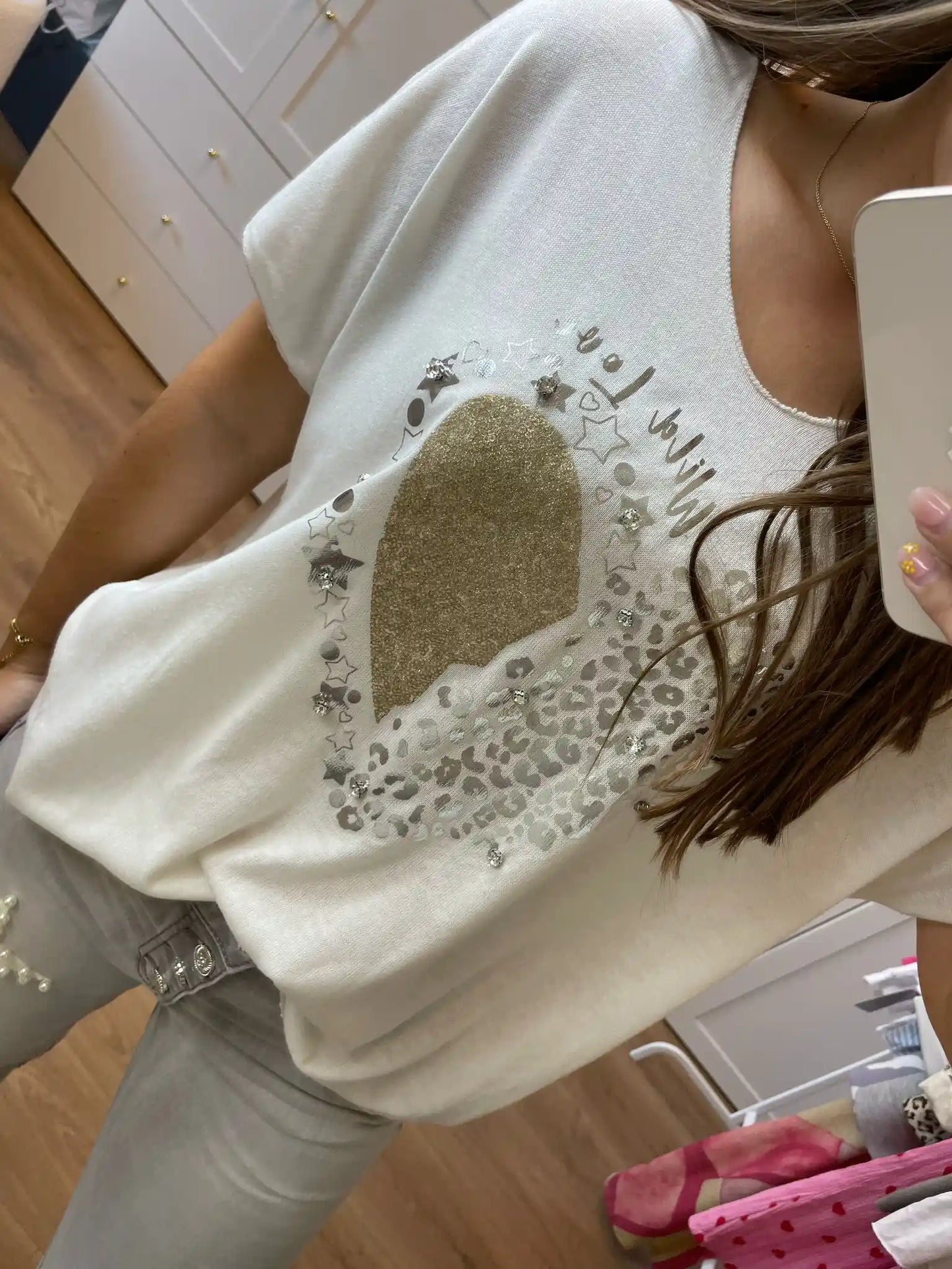 Shirt "Wild Love" Beige