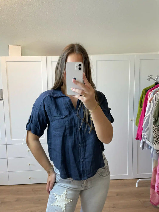 Leinenbluse I Dunkelblau