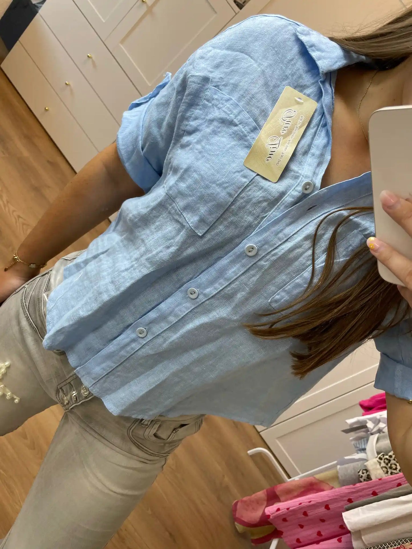 Leinenbluse I Hellblau