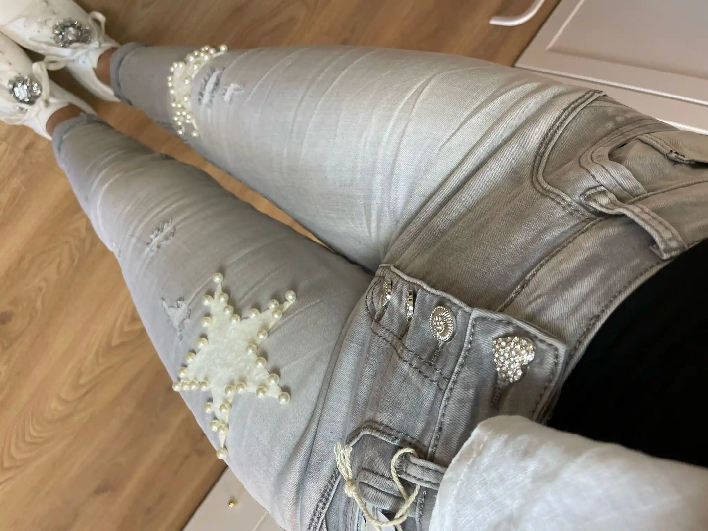 Jeans "Sternchen" Hellgrau
