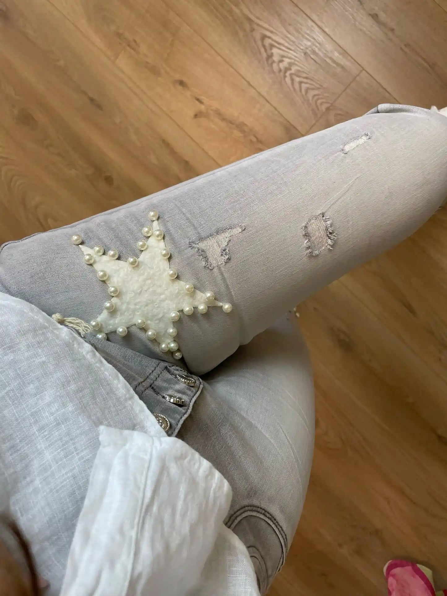 Jeans "Sternchen" Hellgrau