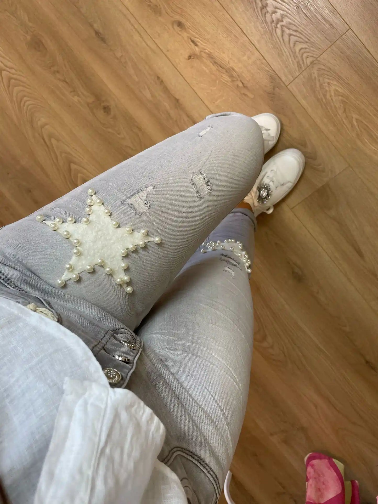 Jeans "Sternchen" Hellgrau