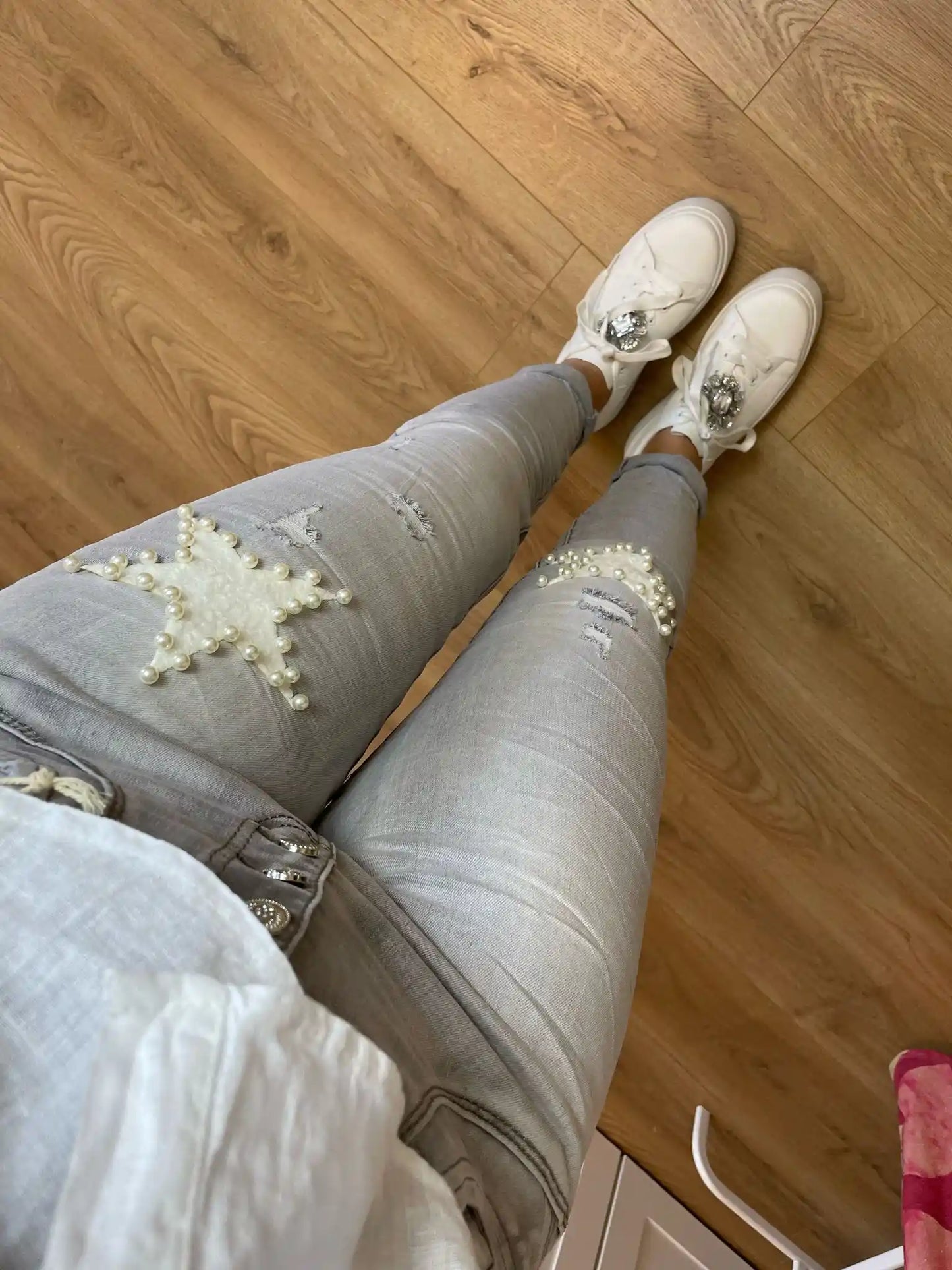 Jeans "Sternchen" Hellgrau