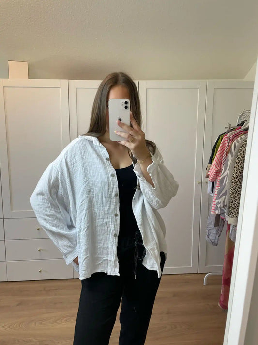 Musselinbluse Weiß