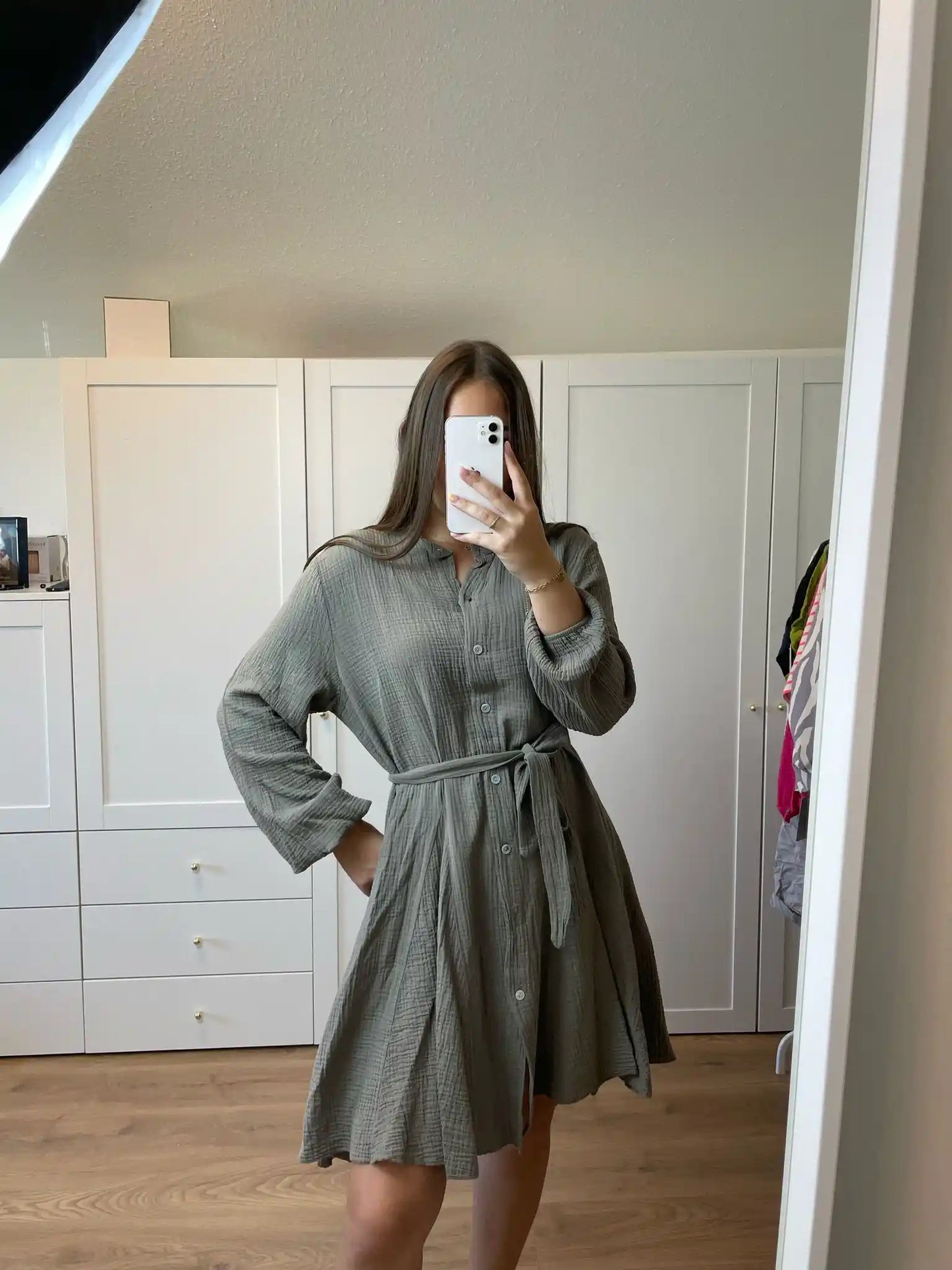 Musselinkleid "Marlene" Taupe
