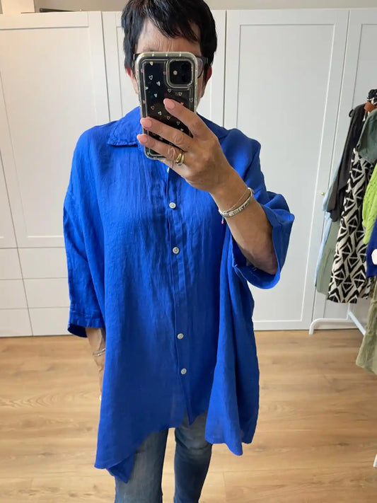 Bluse "Lino" Royalblau