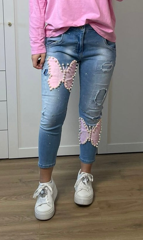 Jeans "Butterfly" Rosa