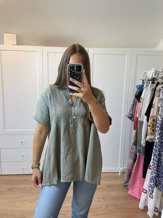 Musselinbluse "Lisi" Taupe